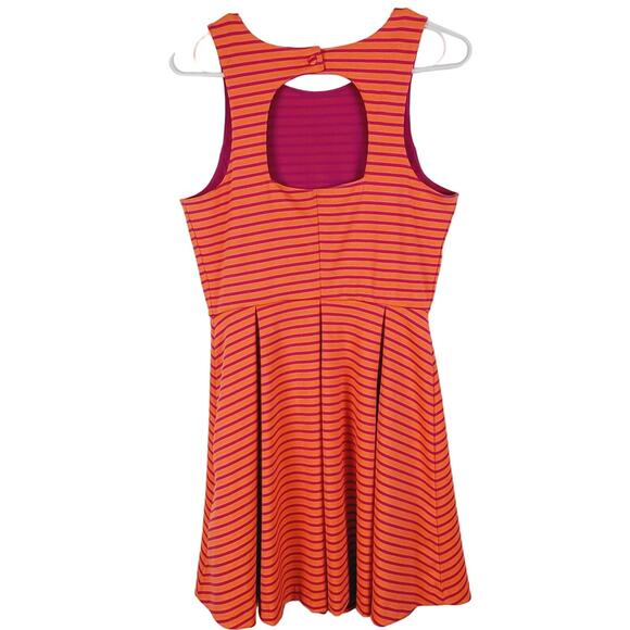 L'Amour by Nanette Lapore Orange Pink Stripe Sleeveless Skater Dress Dopamine - Picture 2 of 7